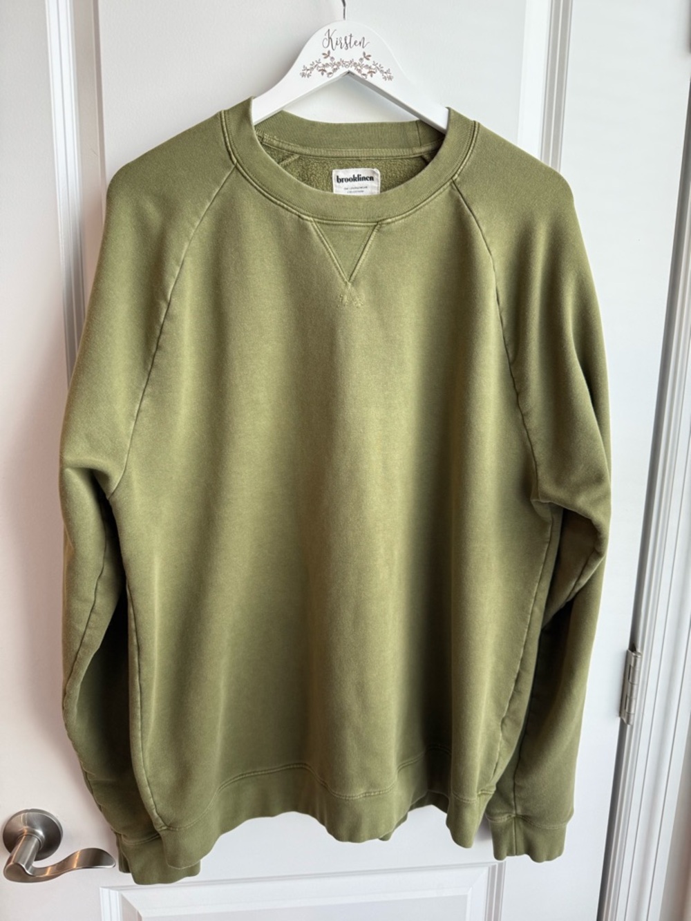 Brooklinen Loungewear Collection Crewneck Sweatshirt Olive Green Comfy XL